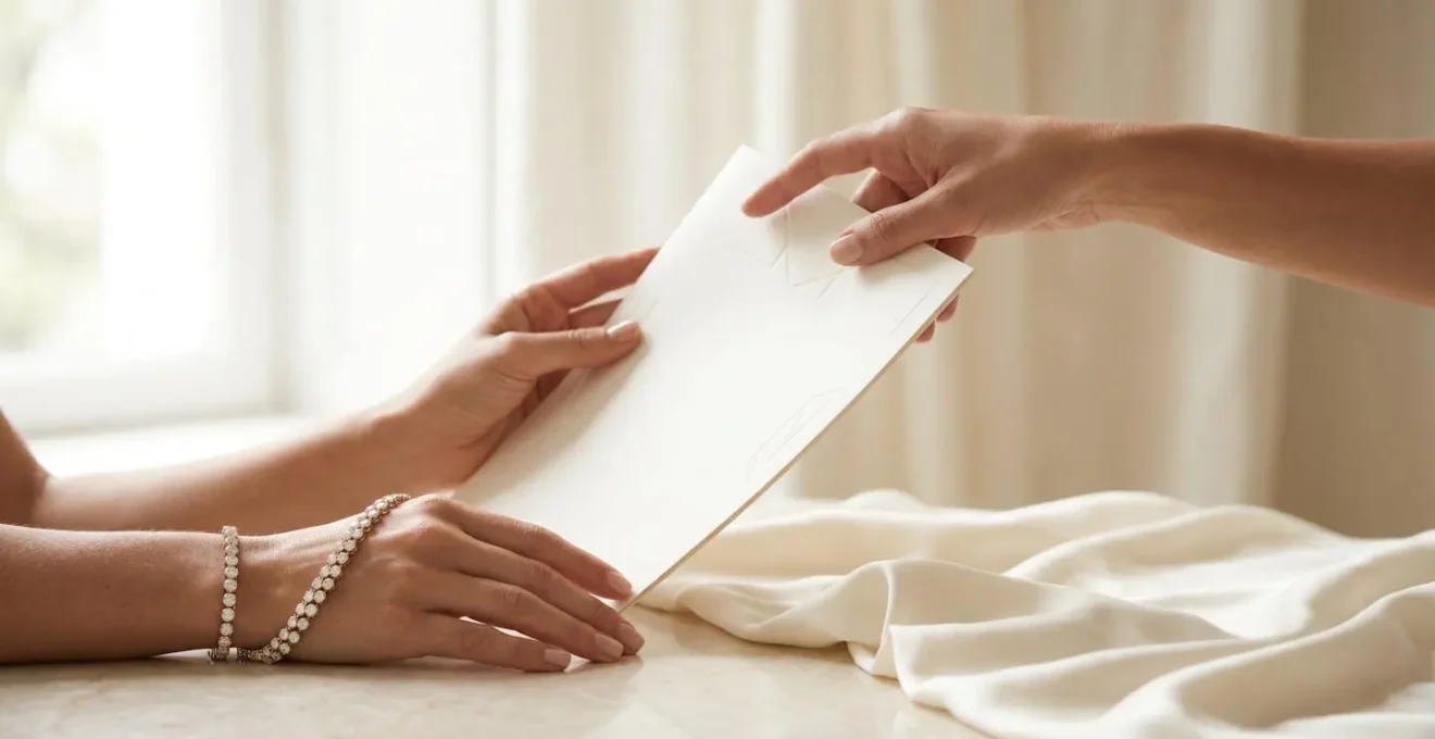 Dilemme élégant entre location et achat de parure de mariage, mise en scène éditoriale raffinée