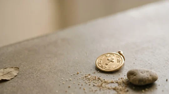 Médaille de baptême en or élégante et intemporelle, destinée à être portée de l'enfance à l'âge adulte