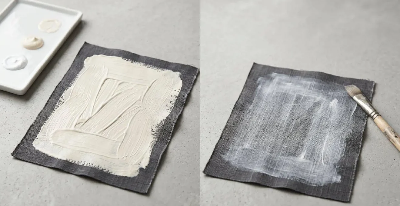 Sélection de peintures textiles opaques et transparentes sur fond neutre pour tissu foncé