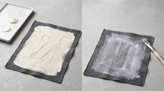 Sélection de peintures textiles opaques et transparentes sur fond neutre pour tissu foncé